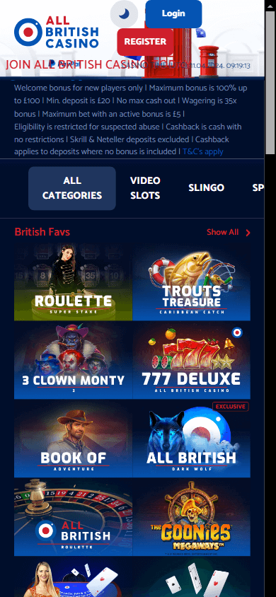 All British Casino Mobile screenshot